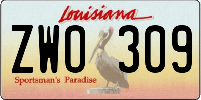 LA license plate ZWO309