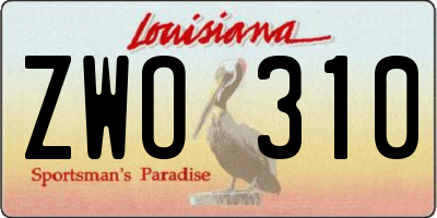 LA license plate ZWO310