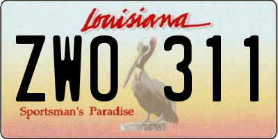 LA license plate ZWO311