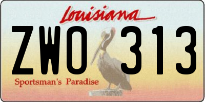 LA license plate ZWO313