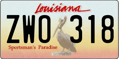 LA license plate ZWO318