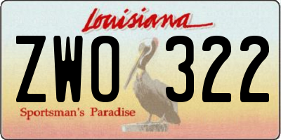 LA license plate ZWO322