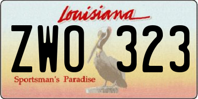 LA license plate ZWO323