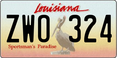 LA license plate ZWO324