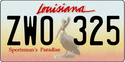 LA license plate ZWO325