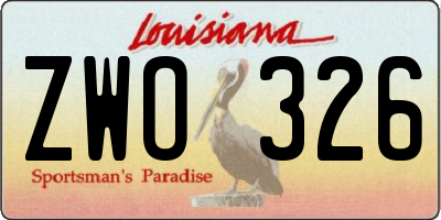 LA license plate ZWO326