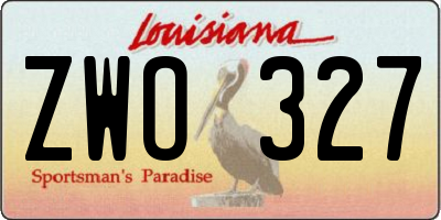 LA license plate ZWO327