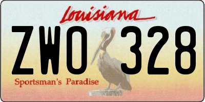 LA license plate ZWO328