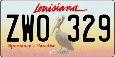 LA license plate ZWO329