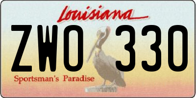 LA license plate ZWO330