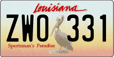 LA license plate ZWO331