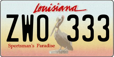 LA license plate ZWO333