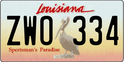 LA license plate ZWO334