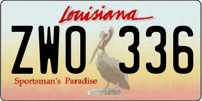 LA license plate ZWO336