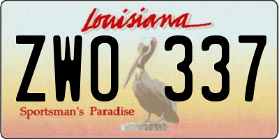 LA license plate ZWO337