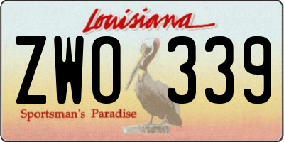 LA license plate ZWO339