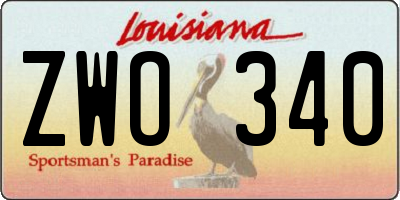 LA license plate ZWO340