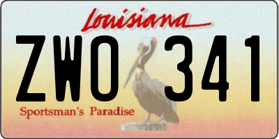 LA license plate ZWO341