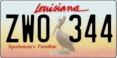 LA license plate ZWO344