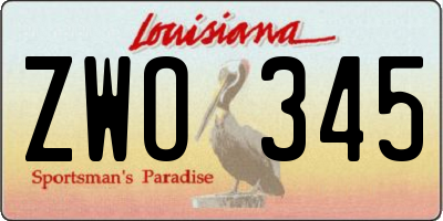 LA license plate ZWO345