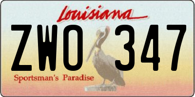 LA license plate ZWO347