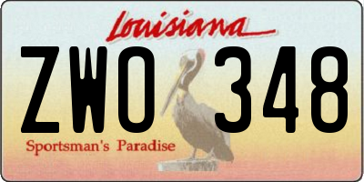 LA license plate ZWO348