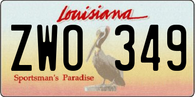 LA license plate ZWO349