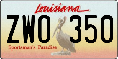 LA license plate ZWO350