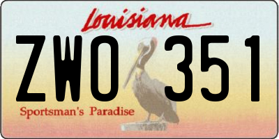 LA license plate ZWO351