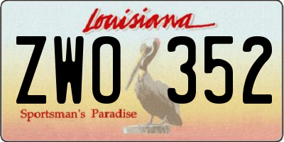 LA license plate ZWO352