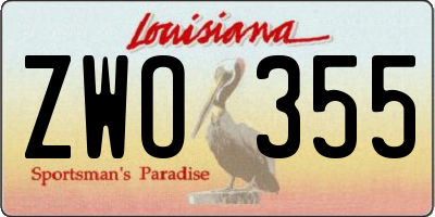 LA license plate ZWO355
