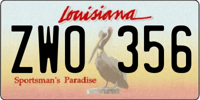 LA license plate ZWO356