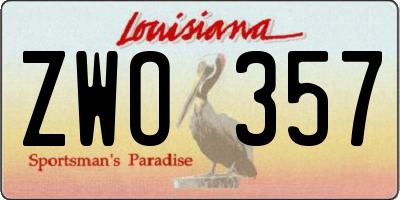 LA license plate ZWO357