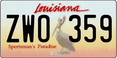 LA license plate ZWO359