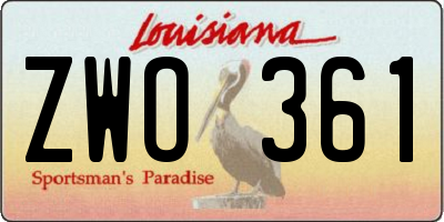 LA license plate ZWO361