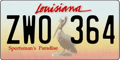 LA license plate ZWO364