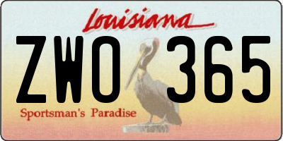 LA license plate ZWO365