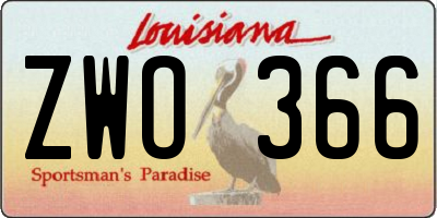 LA license plate ZWO366