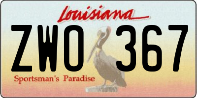 LA license plate ZWO367