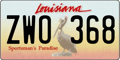 LA license plate ZWO368