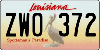 LA license plate ZWO372