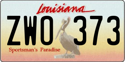 LA license plate ZWO373