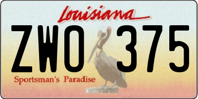 LA license plate ZWO375