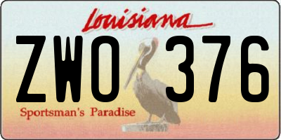 LA license plate ZWO376