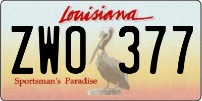 LA license plate ZWO377