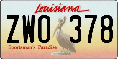 LA license plate ZWO378