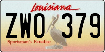 LA license plate ZWO379