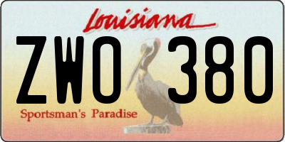 LA license plate ZWO380