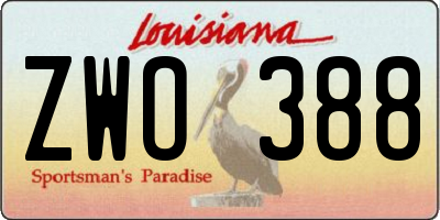 LA license plate ZWO388