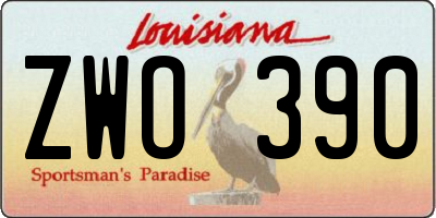 LA license plate ZWO390